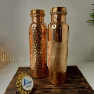 Home 24 Stripe Design Pure Copper Water Pot 1 Litre (Tama)স্ট্রাইপ ডিজাইনের খাঁটি তামার পানির পাত্র(১ লিটার)