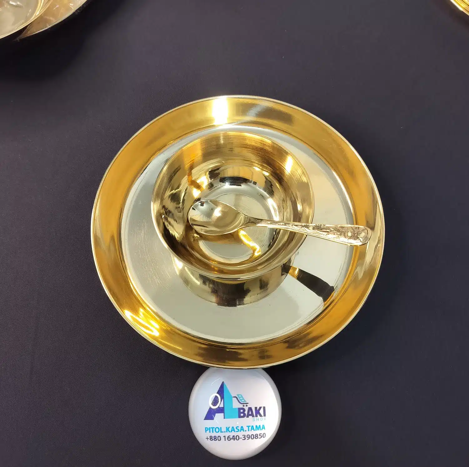 Pitol Baby Set (8 Inch Plate, Bowl & Spoon) - পিতলের বেবি সেট 1 Brass Baby Plate Bowl Combo Set