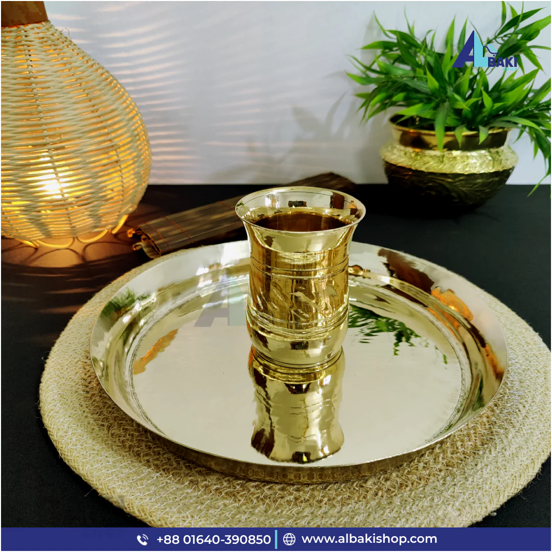 Original Kasar Combo Set (Plate & Ring Glass) -ইন্ডিয়ান কাঁসার প্লেট এবং রিং গ্লাস 1 Original Kasar Combo Set