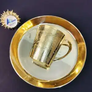 Home 14 পিতলের ডিজাইন মগ ও প্লেইন প্লেট সেট